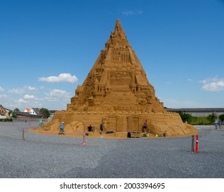 
Denmark - July 03, 2021: Sandcastle Towering 21.16 Meters High Has Set The Latest Guinness Record In Denmark.
