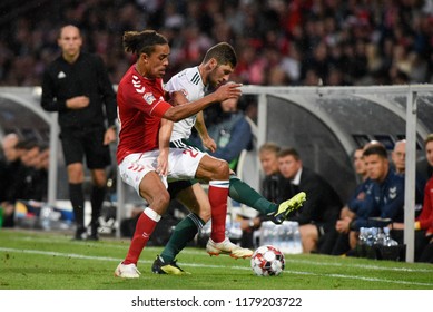 Denmark V Wales, Uefa Nations League, Ceres Park, Aarhus, 9/9/18: Wales Defender Ben Davies Shields The Ball From Danish Player Yussuf Poulsen