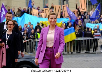 Denmark's Prime Minister Mette Frederiksen Arrives To Attend In An Informal Meeting Of Heads Of State Or Government In Prague, Czechia On October 7, 2022.