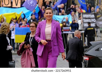 Denmark's Prime Minister Mette Frederiksen Arrives To Attend In An Informal Meeting Of Heads Of State Or Government In Prague, Czechia On October 7, 2022.