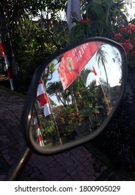 
Denpasar, Indonesia - August 23th 2020: All Visible In The Rearview Mirror