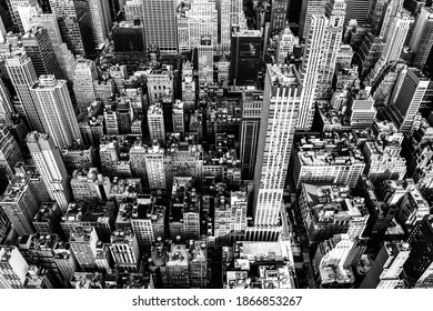 A Dense City Street In Manhattan Shot From Above.