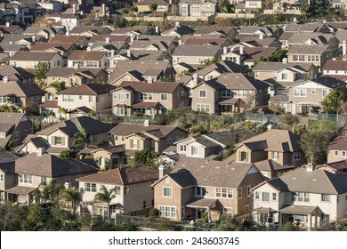 Dense Large Suburban Hillside Homes In Simi Valley Near Los Angeles, California.