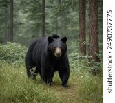 In the dense, misty forests of North America, the American Black Bear roams as a mysterious shadow. Its sleek, black fur and agile build allow it to navigate the trees with ease, 