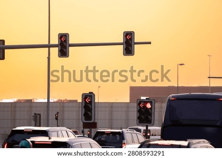 Dense traffic jam filling multiple lanes of a busy city roadway, illustrating vehicle congestion, commuting delays, urban transportation challenges, and peak-hour travel conditions.