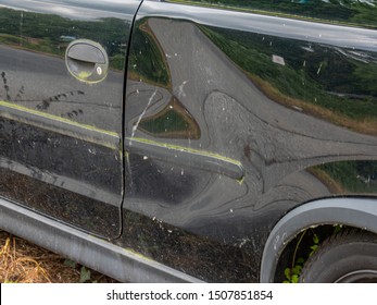 Dent on the car parking damage vandalism