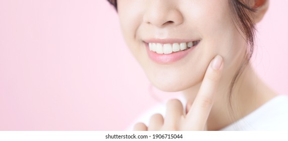 Dental Care Concept Of An Asian Woman. Oral Care.