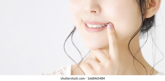 Dental care concept of young asian woman. Oral care. Breath care.