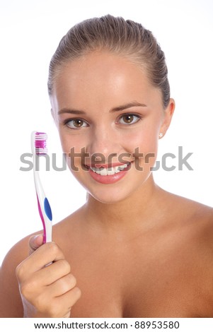 Dental Care Pink Toothbrush Happy Stock Photo Edit Dental Care Pink Toothbrush Happy Stock Photo Edit
