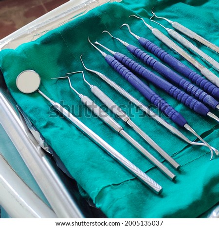 dental equipment in a tray