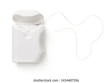 Dental Floss Container Isolated On White Background. Top View