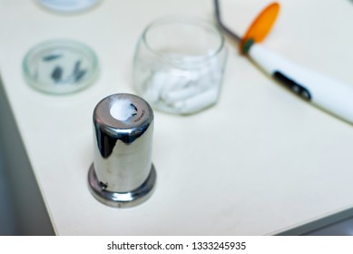 Dental Gauze And Instrument In The Dentist Office Top View