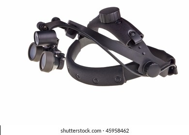 Dental Head-mounted Loupe Isolated Over White Background.