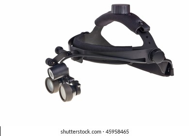 Dental Head-mounted Loupe Isolated Over White Background.