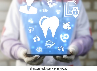 Dental Medicine Tooth Health Care Support Concept. Tooth Icon Medical Odontic Service Ambulance Treatment First Aid Wellness Insurance Dentistry Clinic Dent Healthy Emr Medicare Modern Web Technology