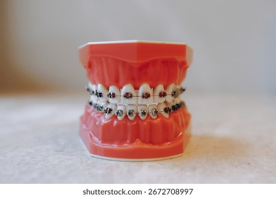 A Dental Model featuring Braces designed specifically for Orthodontic Education and training