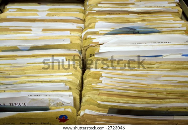 Dental Records in Filing\
Cabinet Drawer