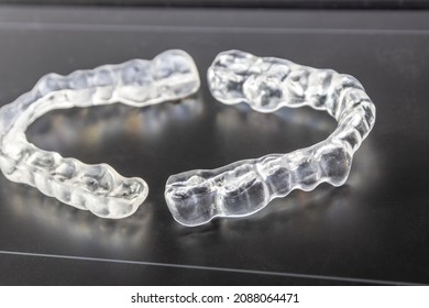 Dental splint against bruxism and grinding teeth with teeth imprint and dental healthcare of an orthodontist as dental protection in a medical dentistry is important to keep the teeth healthy