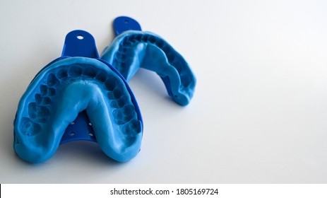 Dental technique blue bite impression - Shutterstock ID 1805169724