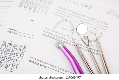 Dental Tools And Equipment On Dental Chart