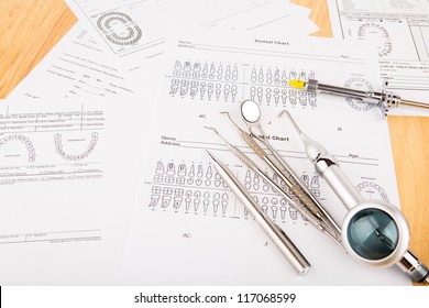 Dental Tools And Equipment On Dental Chart