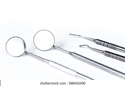 Dental Tools On White Background Top View