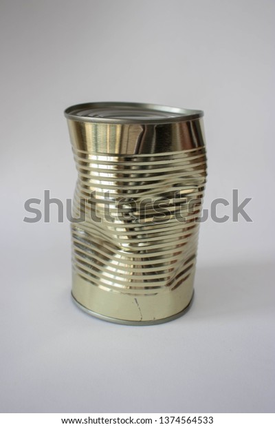 Dented Tin Can On White Background Stock Photo (Edit Now) 1374564533