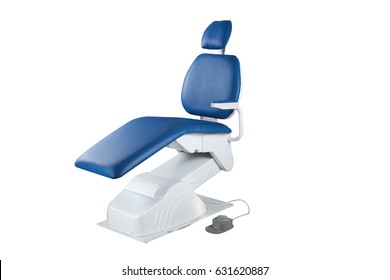 Dentist Chair And Equipment On A White Background. Front View Photo. For Web And Design Use.