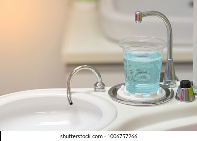 Dentist Cup Or Glass Water For Wash Mouth And Sink