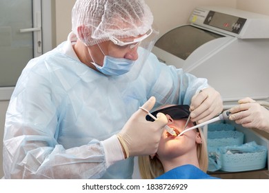 Dentist Making Local Anesthesia Shot Before Surgery.