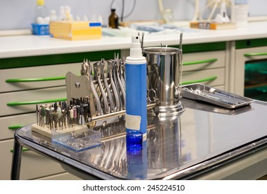 Dentist tools on the table close-up