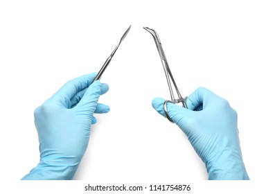 Dentist With Tools On White Background