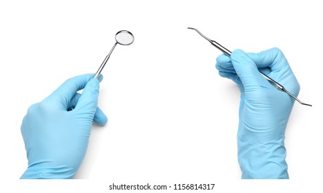 Dentist With Tools On White Background