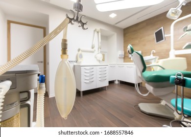 Dentistry Cabinet With Children Chair In Modern Hospital. Medical Cabinet Interior, No People, Copy Space