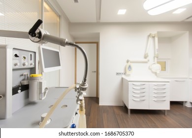 Dentistry Room With Modern Equipment For Making Operations, Copy Space, Hospital Interior, No People