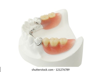 Denture  with clipping path on white background