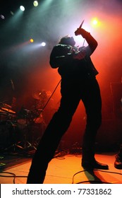 DENVER	APRIL 21:	Vocalist Rick DeJesus of the Heavy Metal band Adelitas Way performs in concert April 21, 2011 at the Ogden Theater in Denver, CO.
