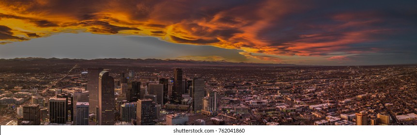 Denver city sunset