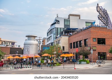 Denver, CO - August 31, 2021: People Visit The Famous Little Man Ice Scream Shop In The Highland Neighborhood.