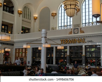 DENVER, CO JULY 16, 2018: Terminal Bar Location At Denver Union Station