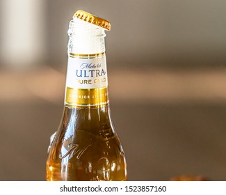 Denver, CO / USA - 10/06/19 Michelob Ultra Pure Gold Beer In A Bottle 