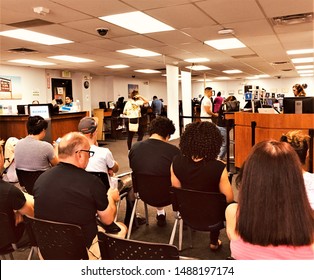 Denver, CO, USA. Aug 9, 2019. Denver Motor Vehicles Drivers License Office (DMV) Located At 4685 Peoria St. In Denver Usually Has Long Lines Of People Waiting To Get A Drivers License. 