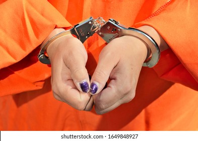 Denver, Co, USA. June 5, 2019. Unidentified Woman In Handcuffs After Being Arrested In Denver By The Police. 