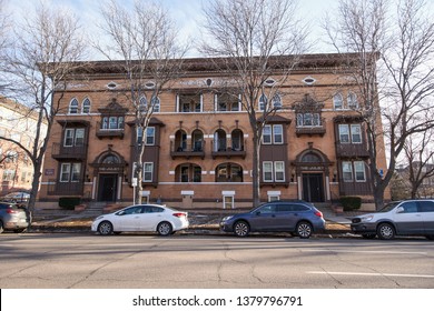 DENVER, CO, USA - MARCH 15, 2019: Old Residential Architecture Denver Colorado Capitol Hill Neighborhood