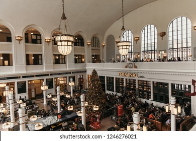 Denver, CO / USA November 4th, 2018: Editorial Shots of Union Train Station in Denver, Colorado During Christmas Holiday Season