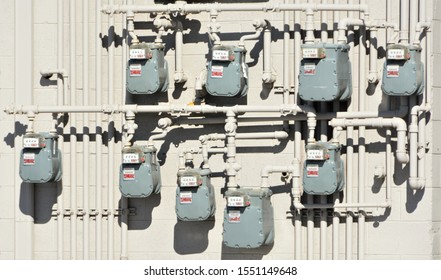 Denver, CO, USA, Oct 23, 2019. Electric Utility Companies Use Electric Meters Installed At Customers' Premises And Businesses To Monitor Electrical Use And For Billing Purposes. 
