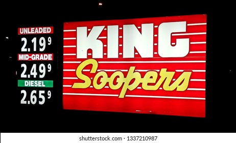 Denver, Colorado - March 13, 2019: King Soopers Gas Prices