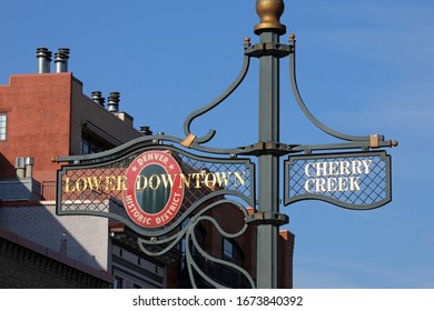 DENVER, COLORADO - MARCH 14, 2020: Lower Downtown (LoDo) Historic District Sign