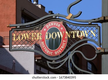 DENVER, COLORADO - MARCH 14, 2020: Lower Downtown (LoDo) Historic District Sign