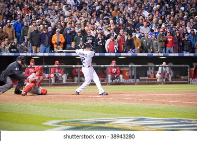 DENVER, COLORADO - OCTOBER 12:  Clint Barnes At Bat In Game 4 Of The Colorado Rockies, Philadelphia Phillies National League Division Series On October 12, 2009 In Denver Colorado.